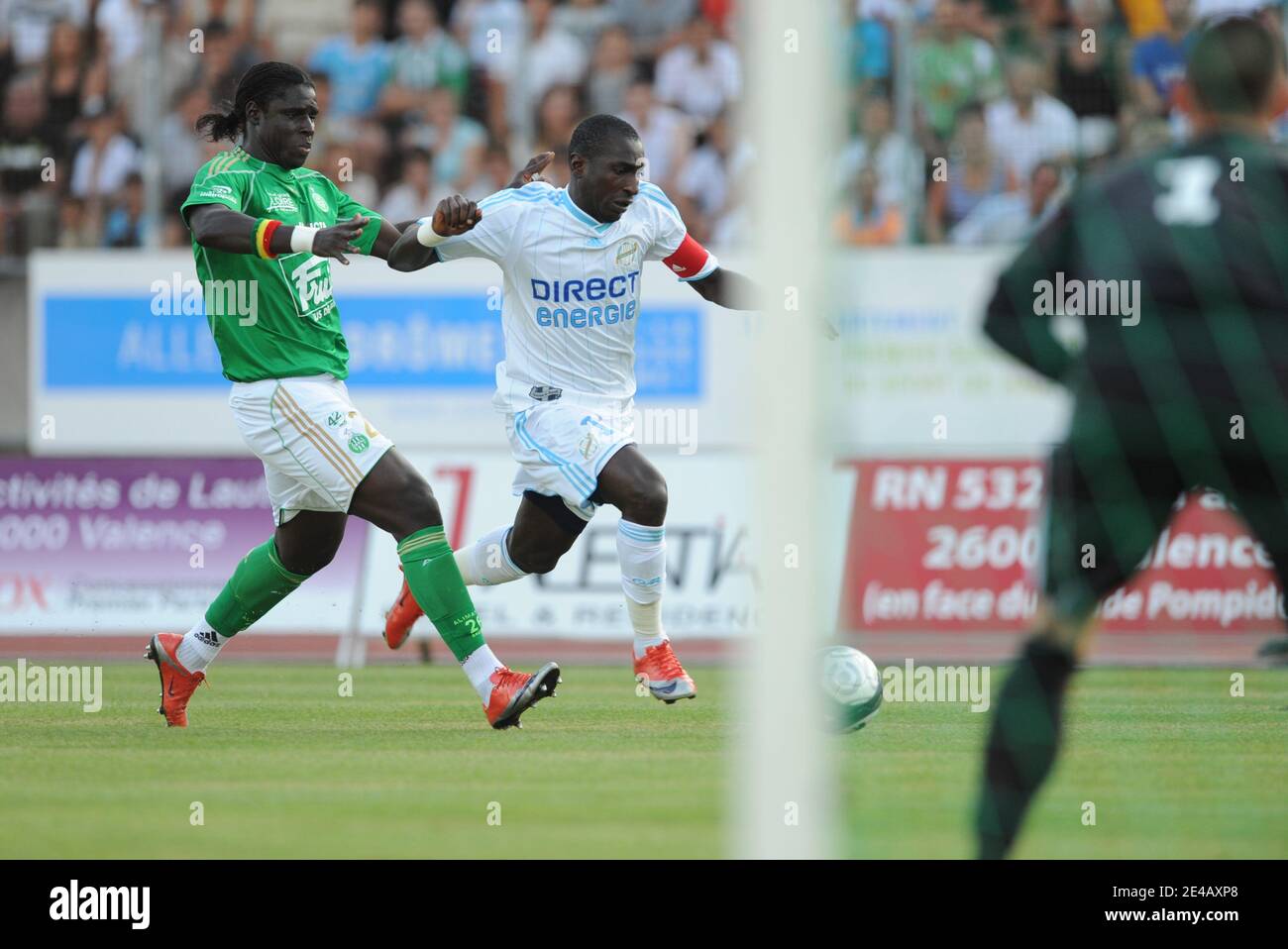 OM's Mamadou Niang während des Freundschaftsspiel, Olympique de Marseille-AS Saint Etienne im Georges Pompidou Stadion, Valence, Frankreich am 29. Juli 2009. Foto von Alain Grosclaude /ABACAPRESS.COM Stockfoto