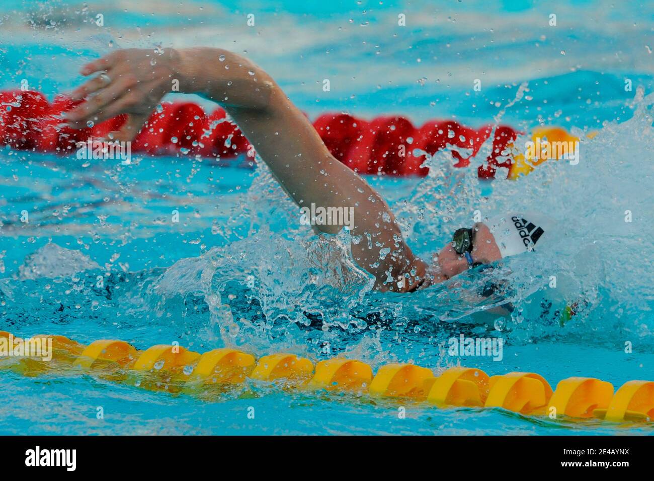 Die Deutsche Britta Steffen gewann am 31. Juli 2009 die 100 Meter Freestyle bei den FINA-Schwimmweltmeisterschaften in Rom, Italien. Foto von Henri Szwarc/ABACAPRESS.COM Stockfoto