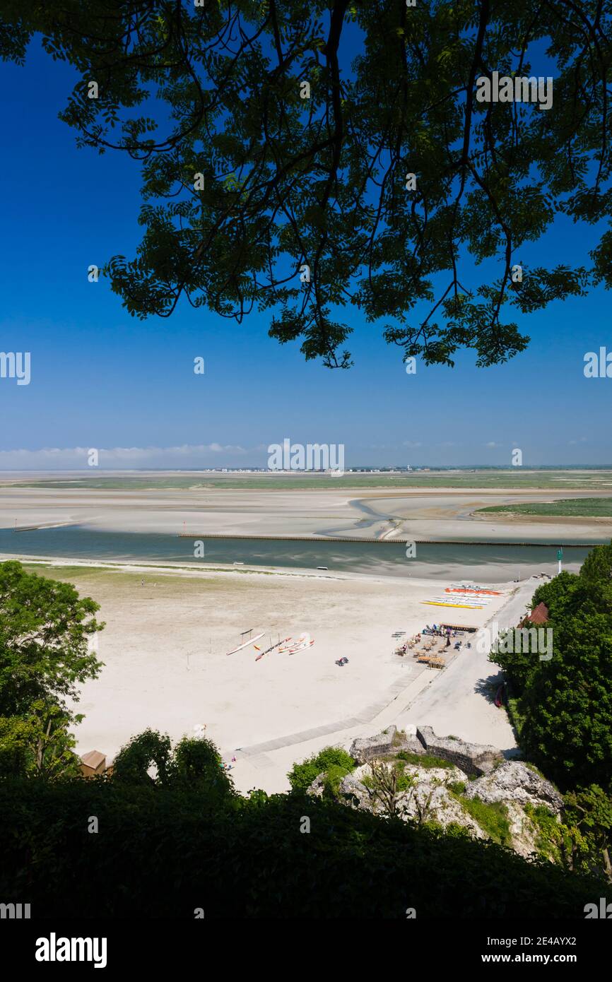 Erhöhter Blick auf Somme Bay Resort Town, Bay of Somme, Saint-Valery-Sur-Somme, Somme, Picardie, Frankreich Stockfoto