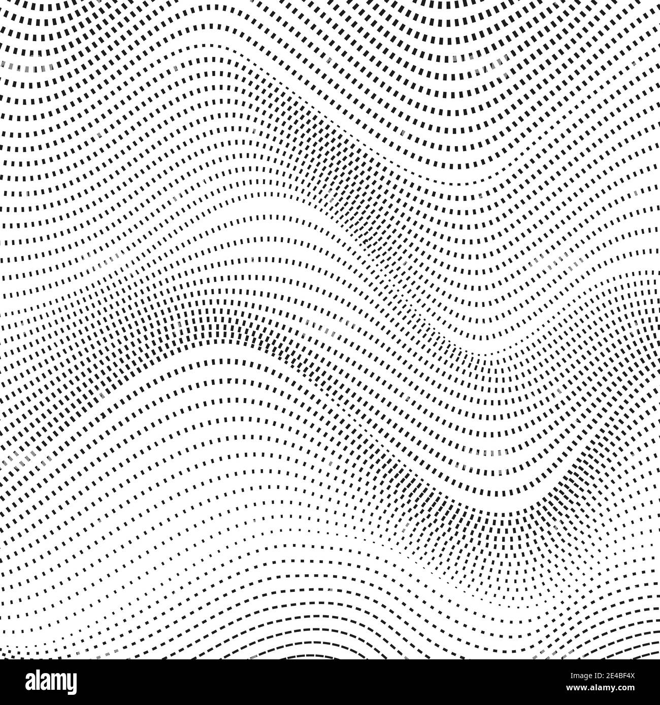 Schwarz gepunktete winkende Linien auf weißem Hintergrund. Vektor einfaches Muster. Monochromes horizontales op Art-Design. Abstrakte Rastergrafik. EPS10 Stock Vektor