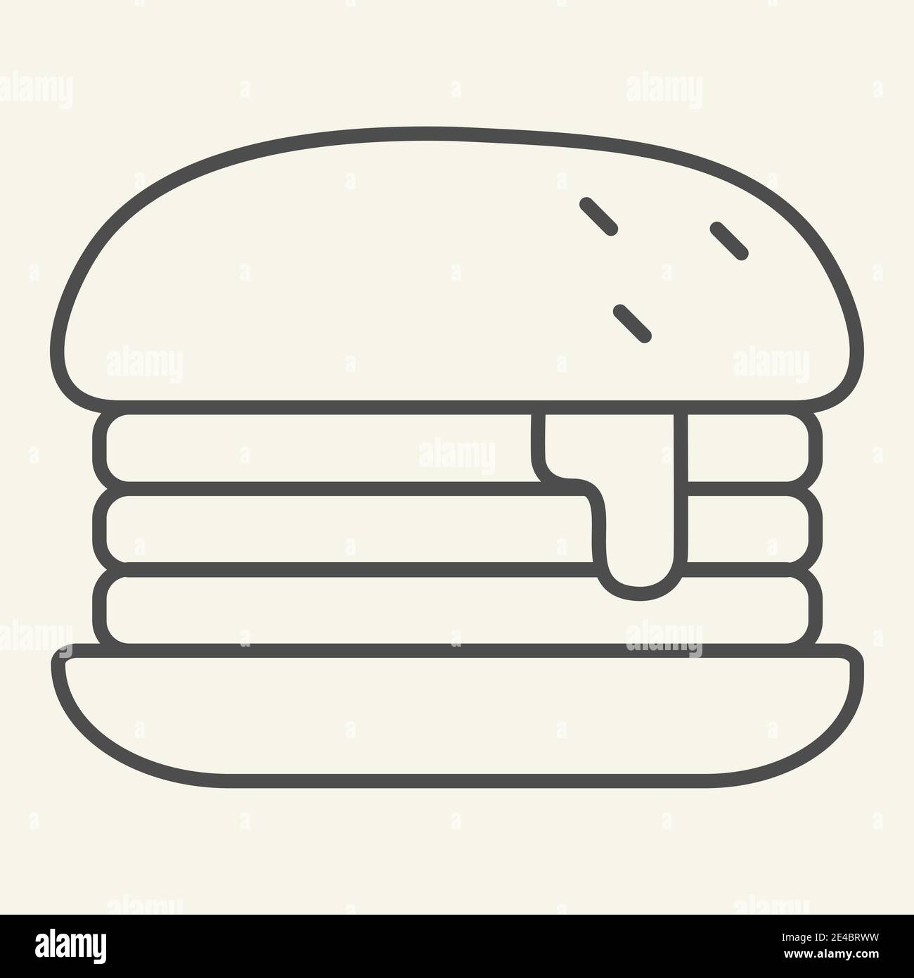Humburger Symbol für dünne Linien. Burger Vektorgrafik isoliert auf weiß. Bun Outline Design, entwickelt für Web und App. Eps 10. Stock Vektor
