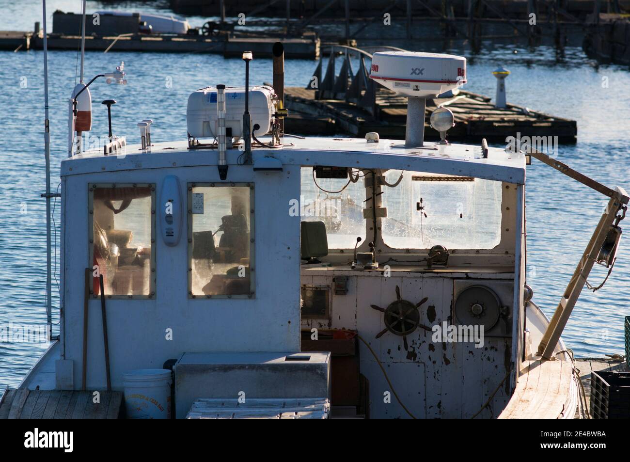 Angeltrawler am Hafen, Lobster Cove, Annisquam, Gloucester, Cape Ann, Essex County, Massachusetts, USA Stockfoto