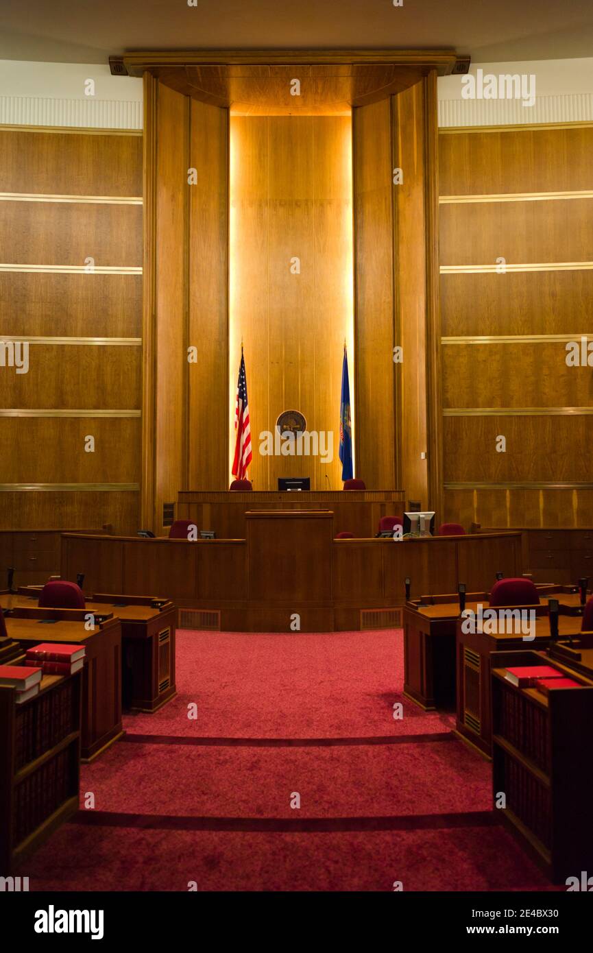 Senatskammer im North Dakota State Capitol, Bismarck, Burleigh County, North Dakota, USA Stockfoto