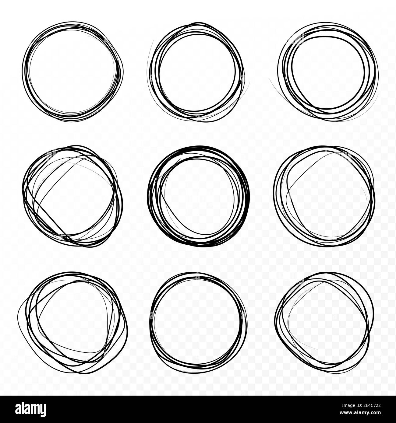 Handgezeichnete Kreislinie Skizze Runde Vektorfelder der Schrift Kreise für mit Stift gemalte Nachrichten Stock Vektor