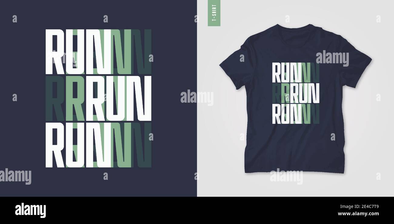 Grafisches T-Shirt-Design, Poster, Typografie zum Thema Sportlauf. Vektorgrafik Stock Vektor