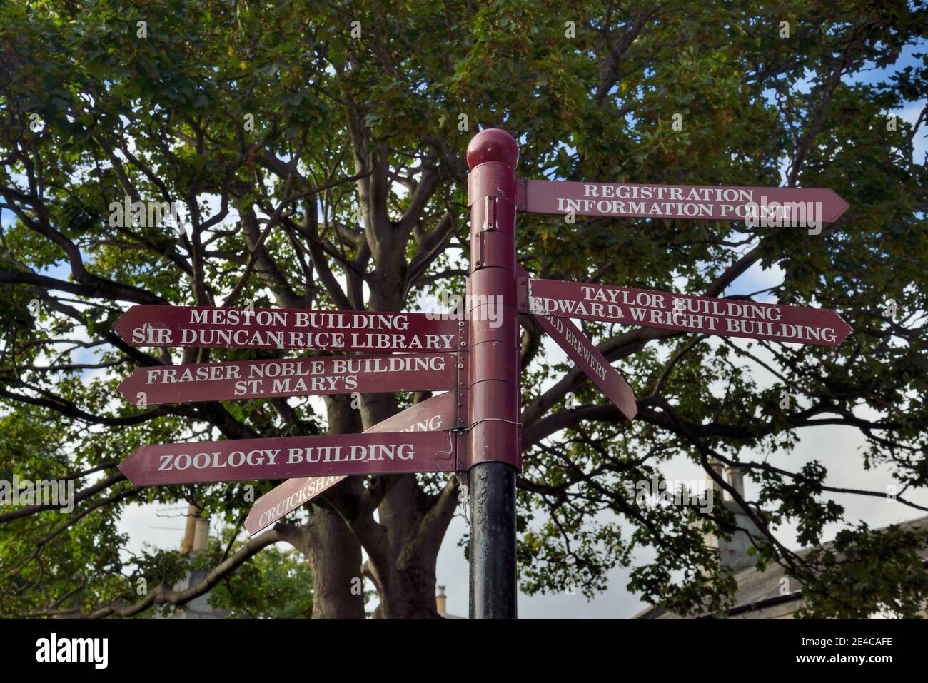 Informationstafeln in Old Aberdeen, Großbritannien, Schottland, Großbritannien Stockfoto