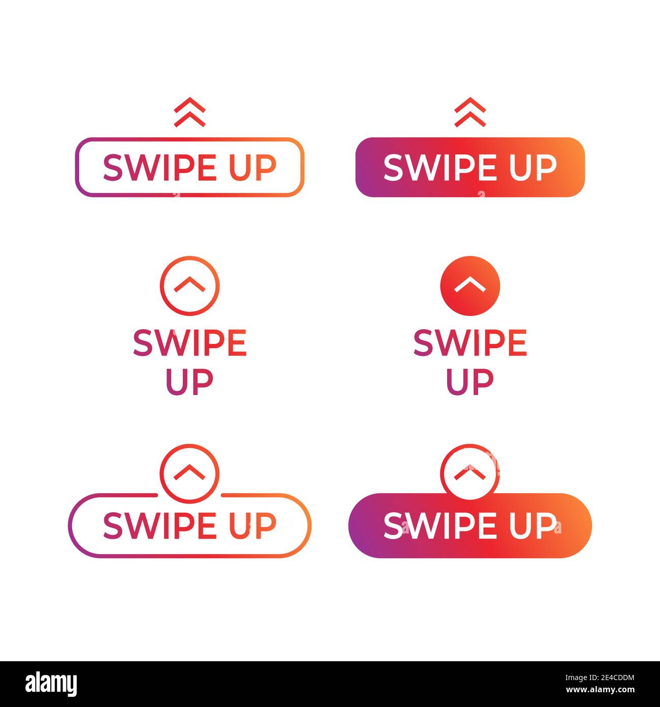 Wischen Sie nach oben, eine Reihe von Schaltflächen für soziale Medien. Wischen Sie nach oben, um das Symbol für einen Erfahrungsbericht zu öffnen. Stock Vektor