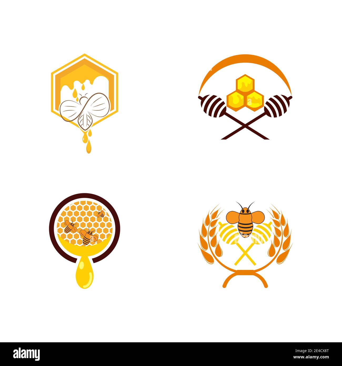 Set Honey Logo Vorlage Design Vektor Design Konzept Symbol Stock Vektor