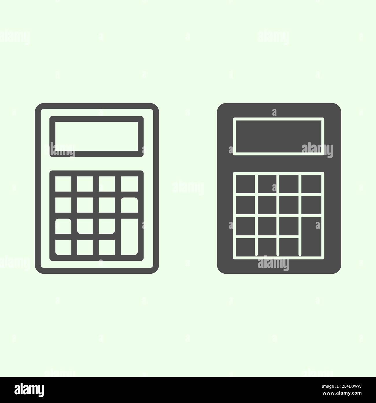 Rechenzeile und durchgehende Symbole. Mathe Schulausrüstung für die Berechnung Umriss Stil Piktogramm auf weißem Hintergrund. Bildung und Studium Zeichen für Stock Vektor