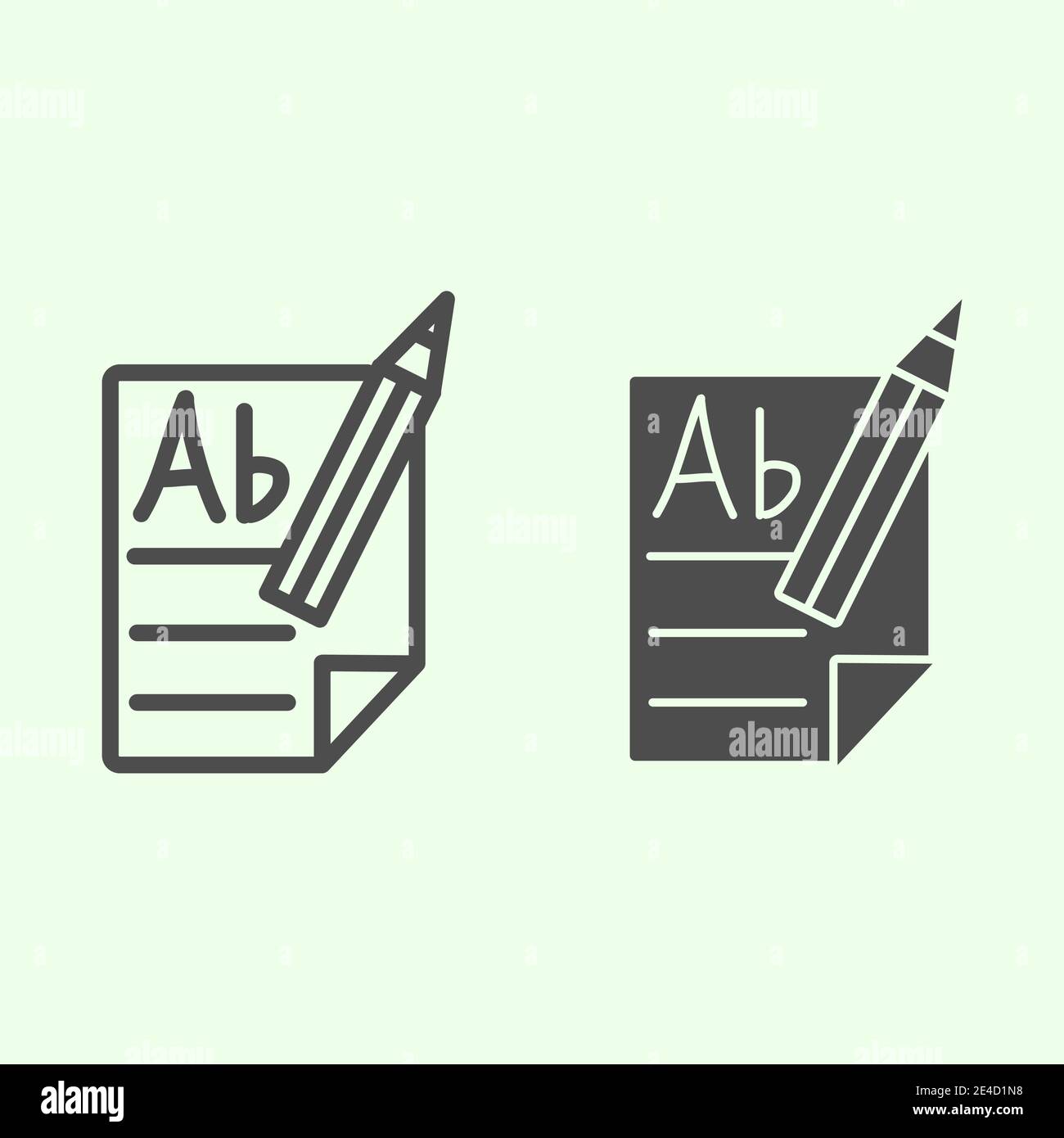 Feile und Bleistiftlinie und durchgehende Symbol. Dokument mit einem Piktogramm im Bleistiftkonturstil auf weißem Hintergrund. Einfaches Office-Dokument für mobiles Konzept schreiben Stock Vektor