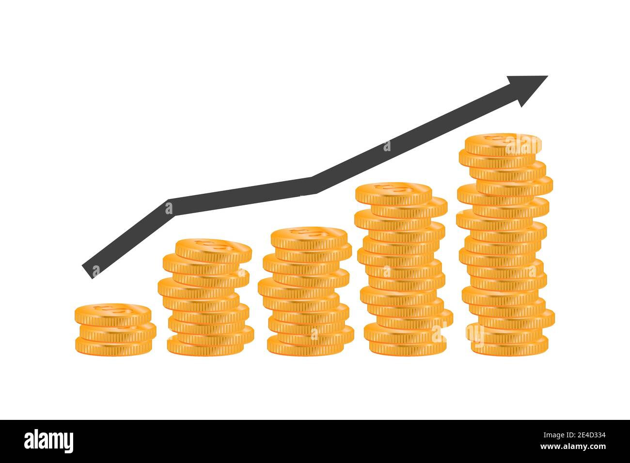 Abbildung des Goldmünzbarren mit Grafik und Pfeil im Hintergrund. EPS10 Stock Vektor