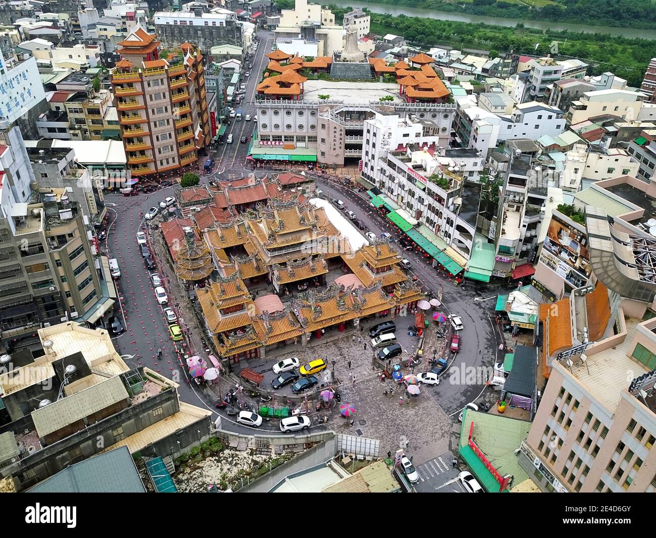 Luftaufnahme des Chaotian Tempels, Beigan, Yunlin, Taiwan. Stockfoto