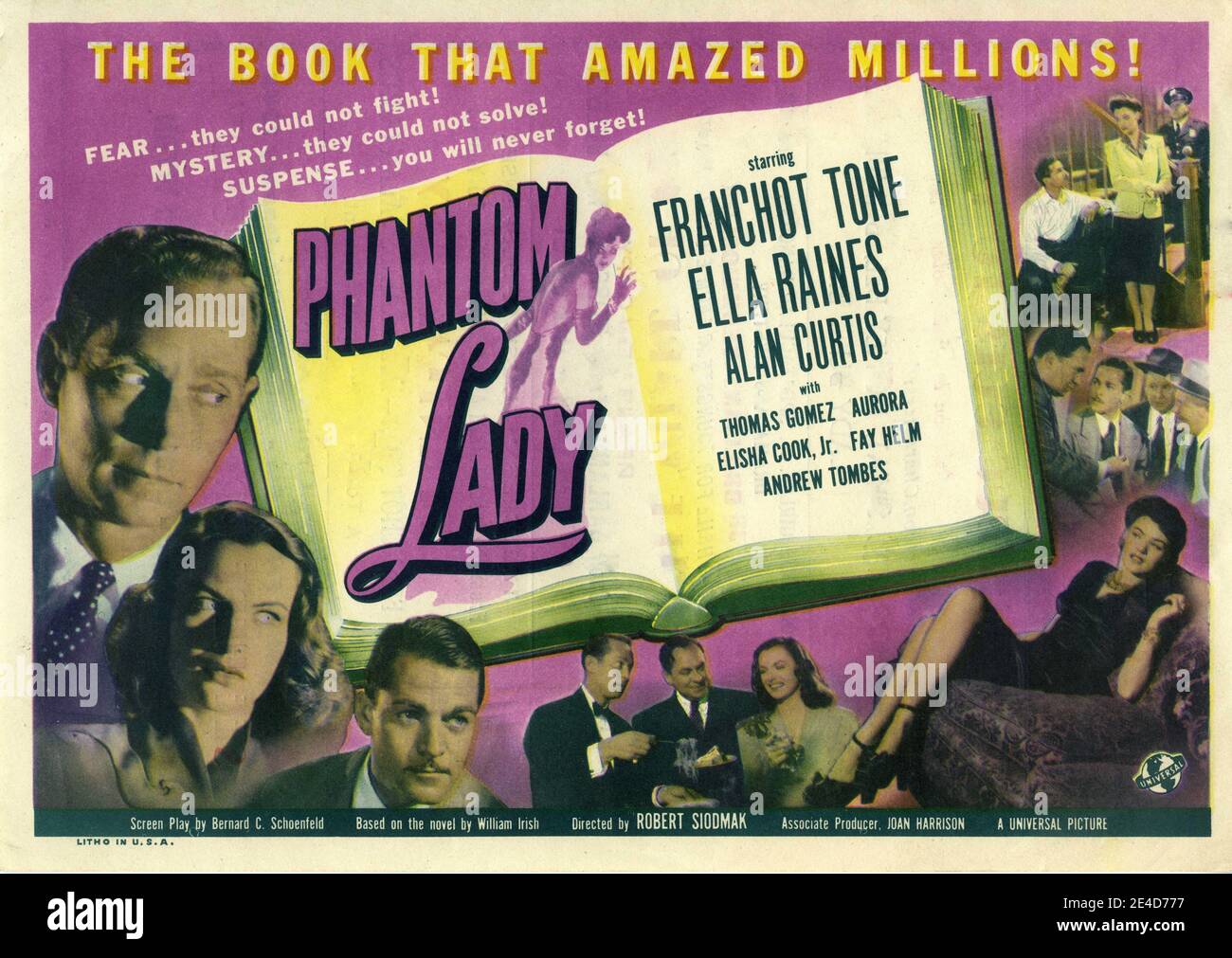 FRANKOT TONE ELLA RAINES UND ALAN CURTIS IN PHANTOM LADY 1944 Regisseur ROBERT SIODMAK nach einem Roman von William Irish Aka Cornell Woolrich Universal Pictures Stockfoto