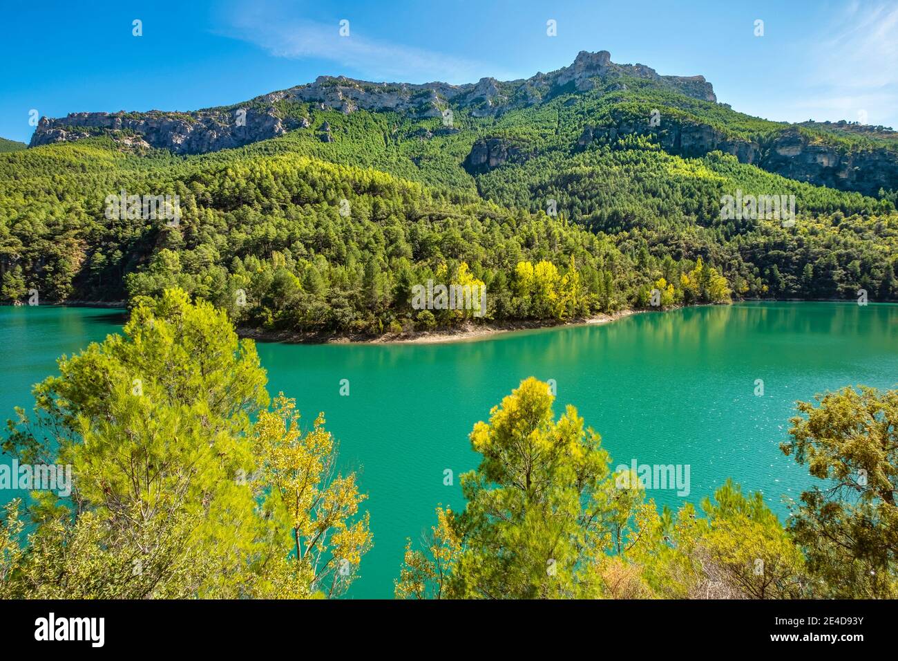 Naturlandschaft am Stausee Anchuricas, Sierra de Cazorla, Naturpark Segura und Las Villas, Provinz Jaen, Andalusien, Südspanien Europa Stockfoto