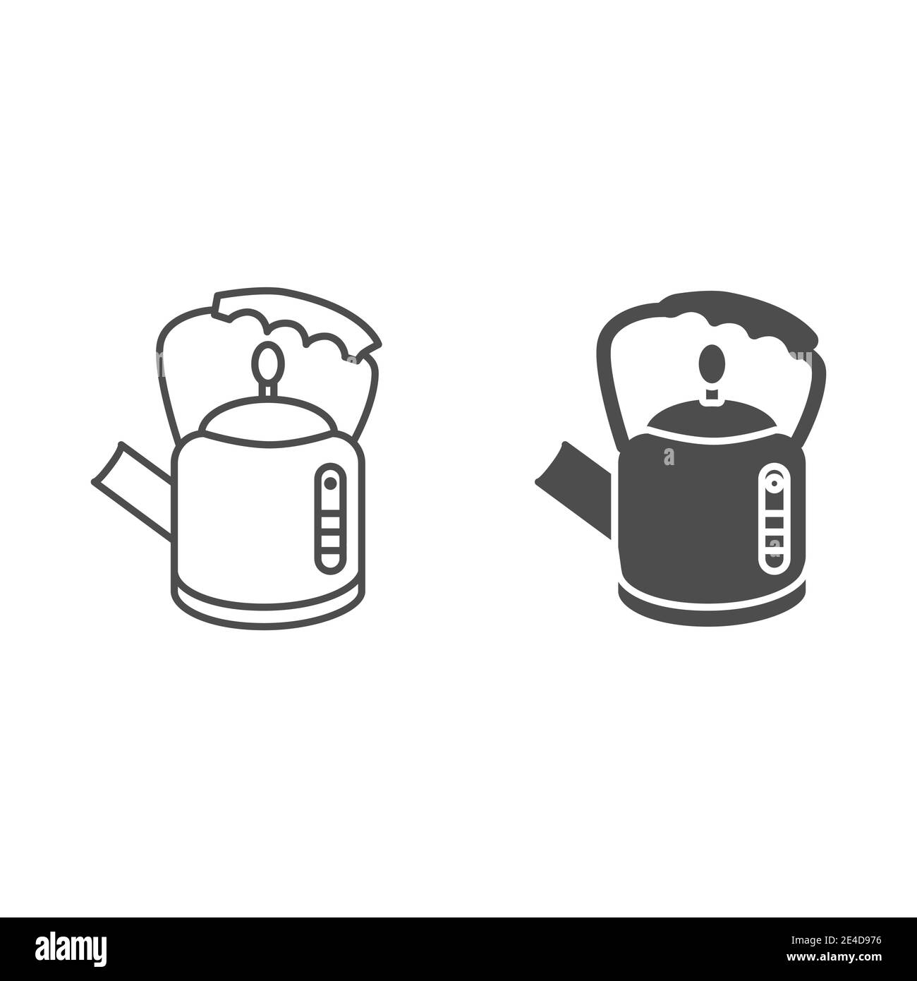 Retro-Wasserkocher Linie und solide Symbol, Küchengeschirr Konzept, gerade geformte Teakettle Zeichen auf weißem Hintergrund, Teekanne für heiße Getränke kochen Symbol in Umriss Stock Vektor