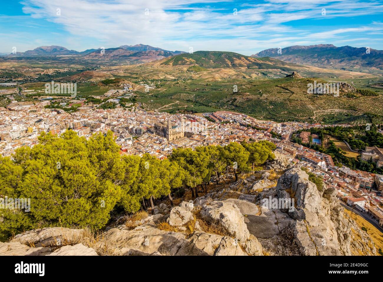 Panorama-Übersicht über Jaen von Cruz de Castillo. Andalusien, Südspanien Europa Stockfoto