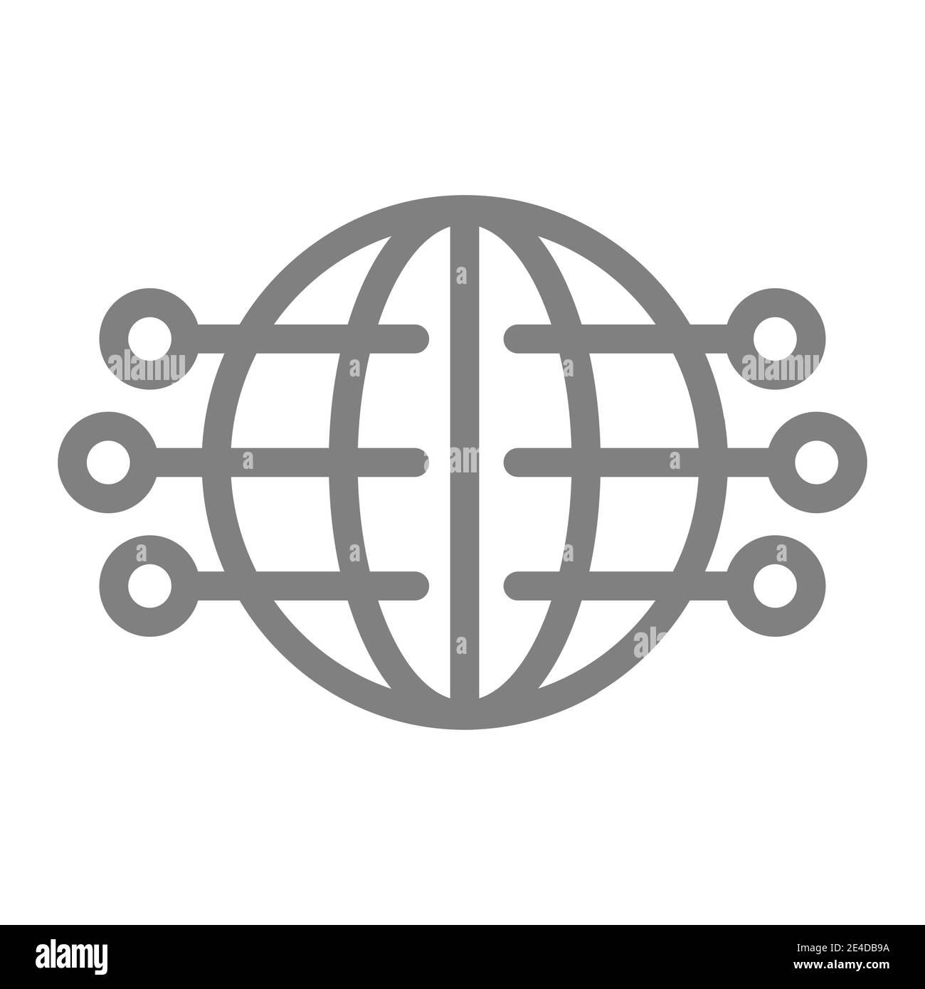 Symbol für globale Netzwerkleitung. Kugel mit Pins Vektorgrafik isoliert auf weiß. Weltweit Internet Outline Style Design, für Web und App entwickelt Stock Vektor