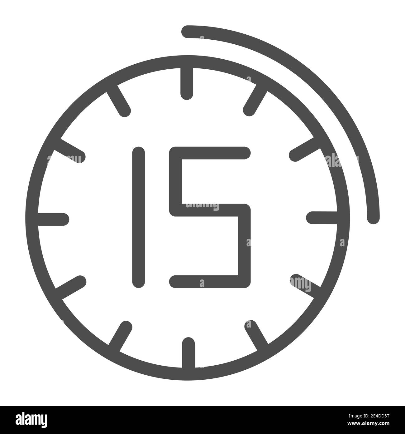 Fünfzehn Minuten Uhr Symbol. 15 Minuten Zeitvektordarstellung isoliert auf weiß. Clock Outline Stil Design, für Web und App entwickelt. Eps 10. Stock Vektor