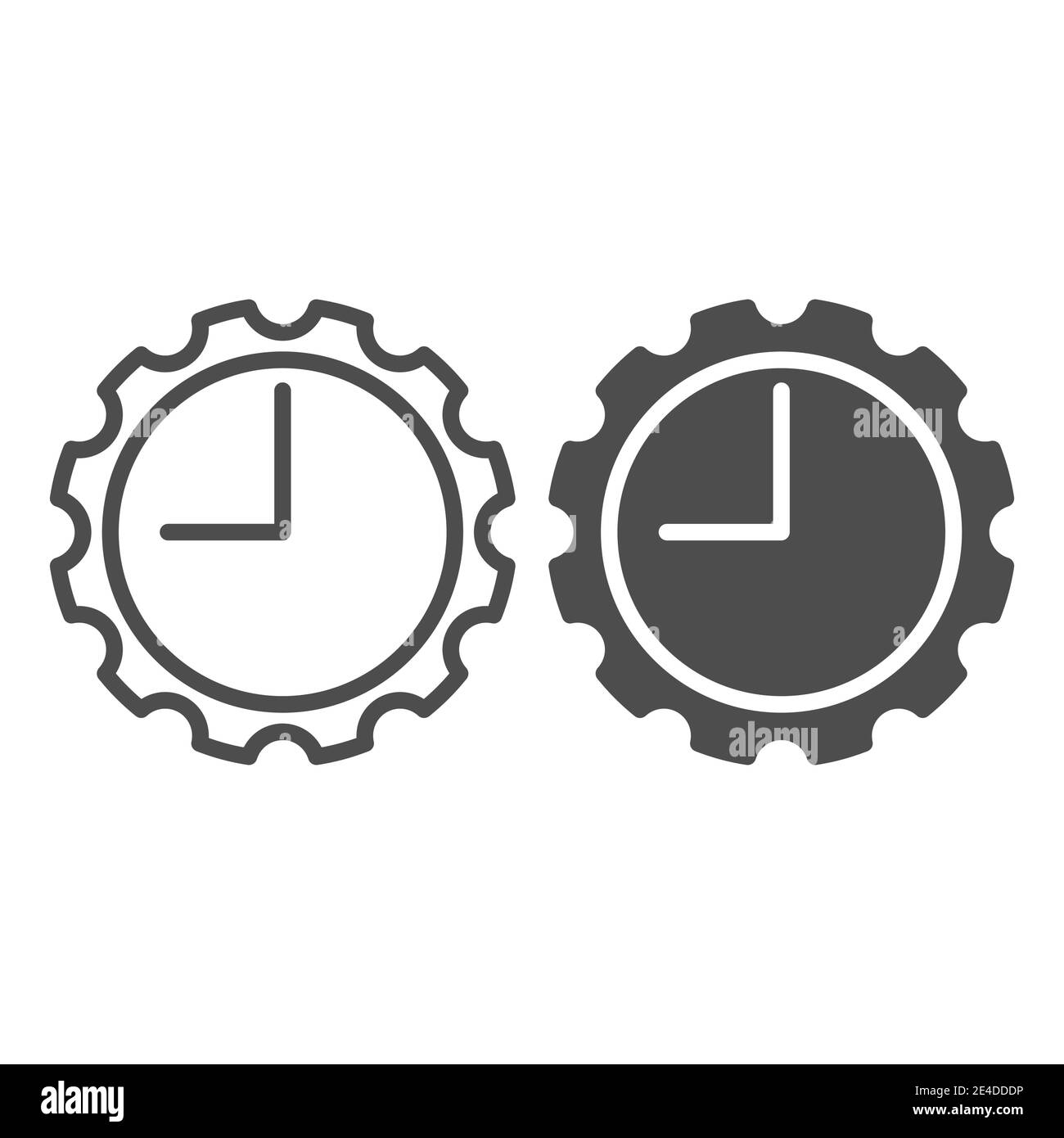 Uhr mit Zahnradlinie und Glyph-Symbol. Uhr mit Zahnrad Vektor-Illustration isoliert auf weiß. Mechanische Uhr Outline Design, entworfen für Stock Vektor