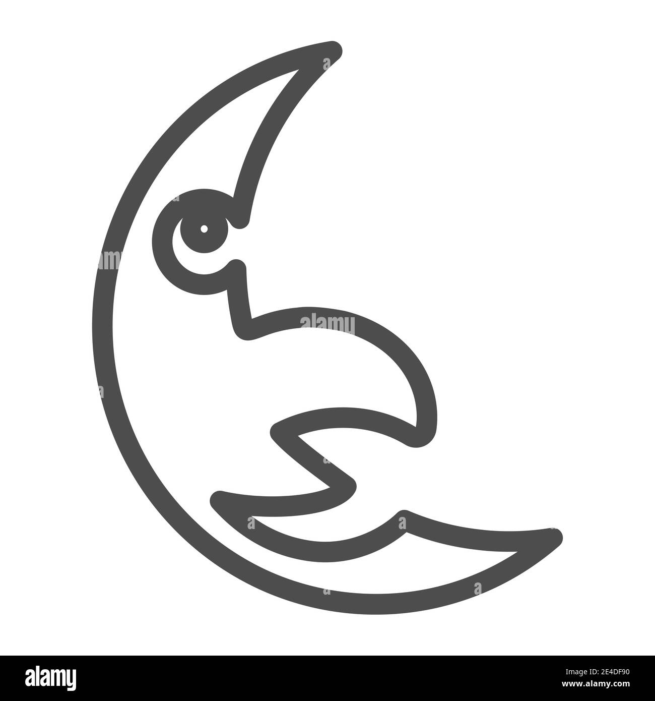 Zeichen-Halbmond-Zeilensymbol. Mond Gesicht Vektor-Illustration isoliert auf weiß. Crescent mit Hakennase Outline Design, für Web und entwickelt Stock Vektor