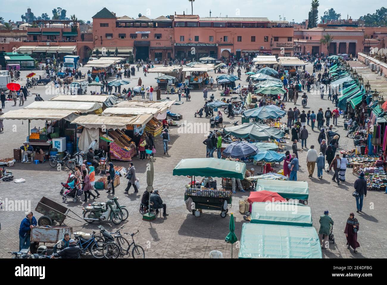 Marrakech Souk & Jemaa el-Fnaa Platz und Marktplatz in Marrakesch Medina Viertel, Stockfoto