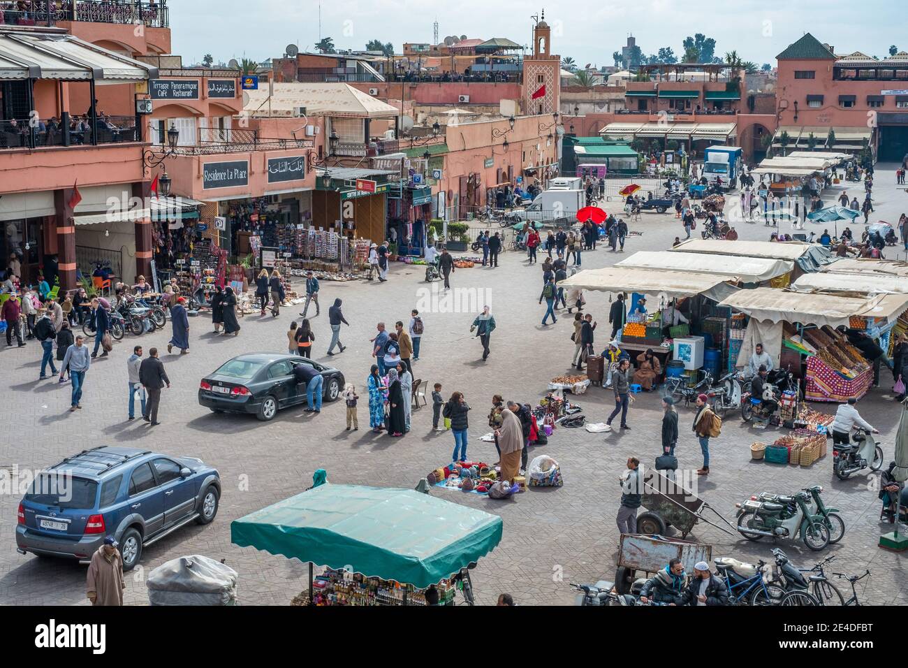 Marrakech Souk & Jemaa el-Fnaa Platz und Marktplatz in Marrakesch Medina Viertel, Stockfoto