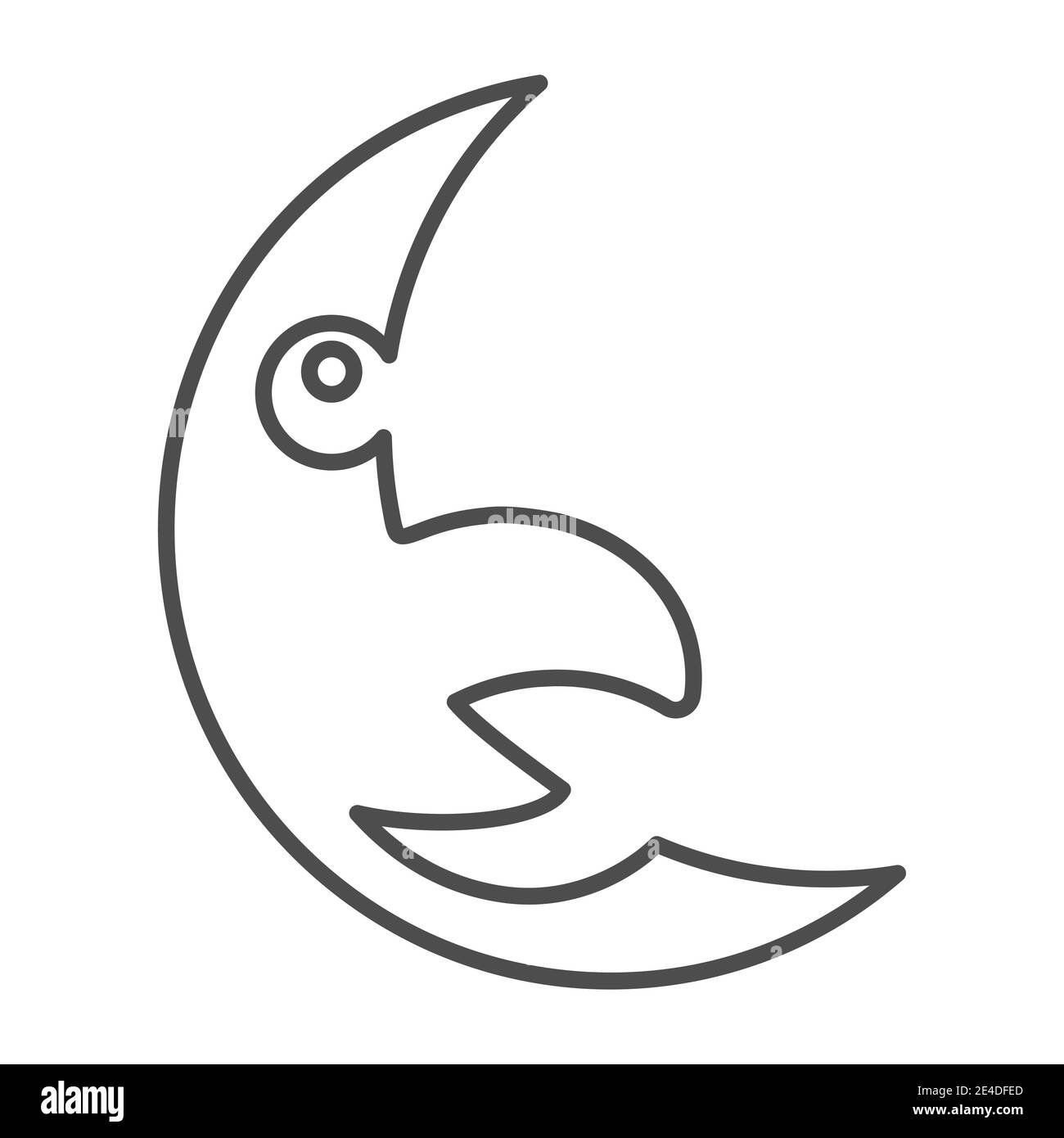 Zeichen Halbmond dünne Linie Symbol. Mond Gesicht Vektor-Illustration isoliert auf weiß. Crescent mit eingehakt Nase Umriss Stil Design, für Web entwickelt Stock Vektor Zeichen Halbmond dünne Linie Symbol. Mond Gesicht Vektor-Illustration isoliert auf weiß. Crescent mit eingehakt Nase Umriss Stil Design, für Web entwickelt Stock Vektor