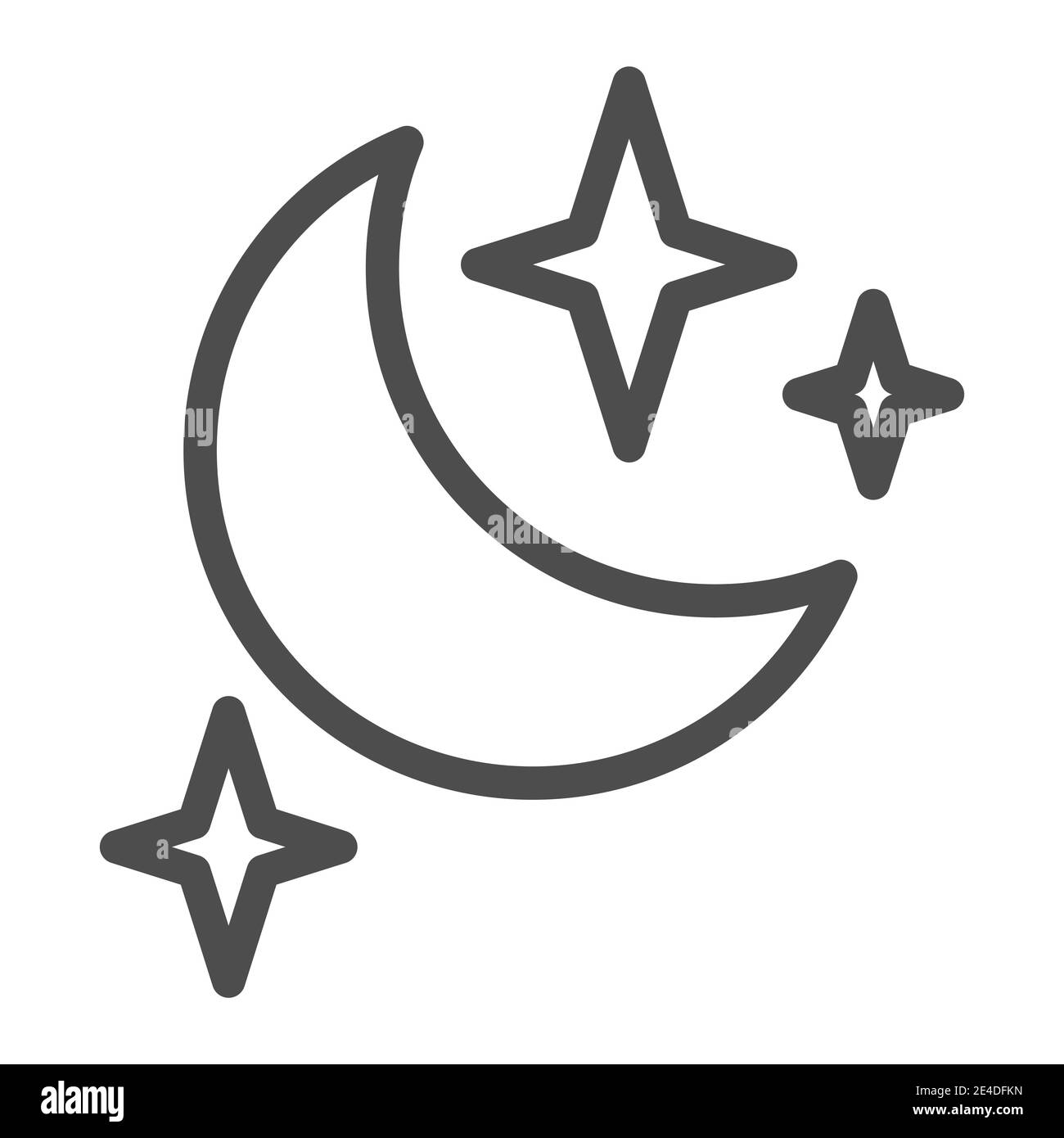 Symbol für die Linie von Mond und Sternen. Nachtvektordarstellung isoliert auf Weiß. Sleep Outline Design, entwickelt für Web und App. Eps 10. Stock Vektor