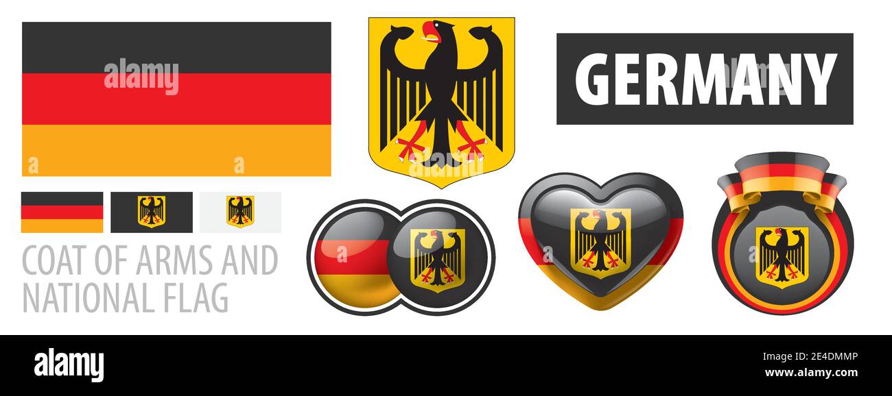 Vektor-Set des Wappens und der Nationalflagge Deutschland Stock Vektor