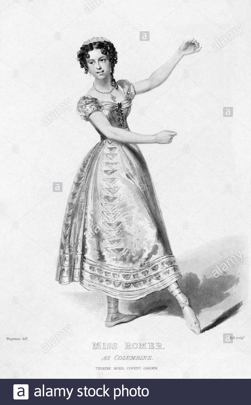 Commedia dell'arte, Miss Romer als Columbine, Vintage Illustration aus dem 19. Jahrhundert Stockfoto