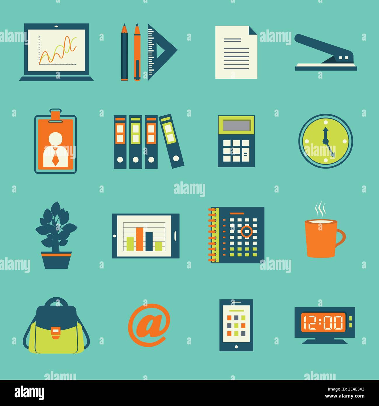 Business Office Symbole Schreibset von Smartphone-Tablet und Notebook Computer isoliert-Vektor-illustration Stock Vektor