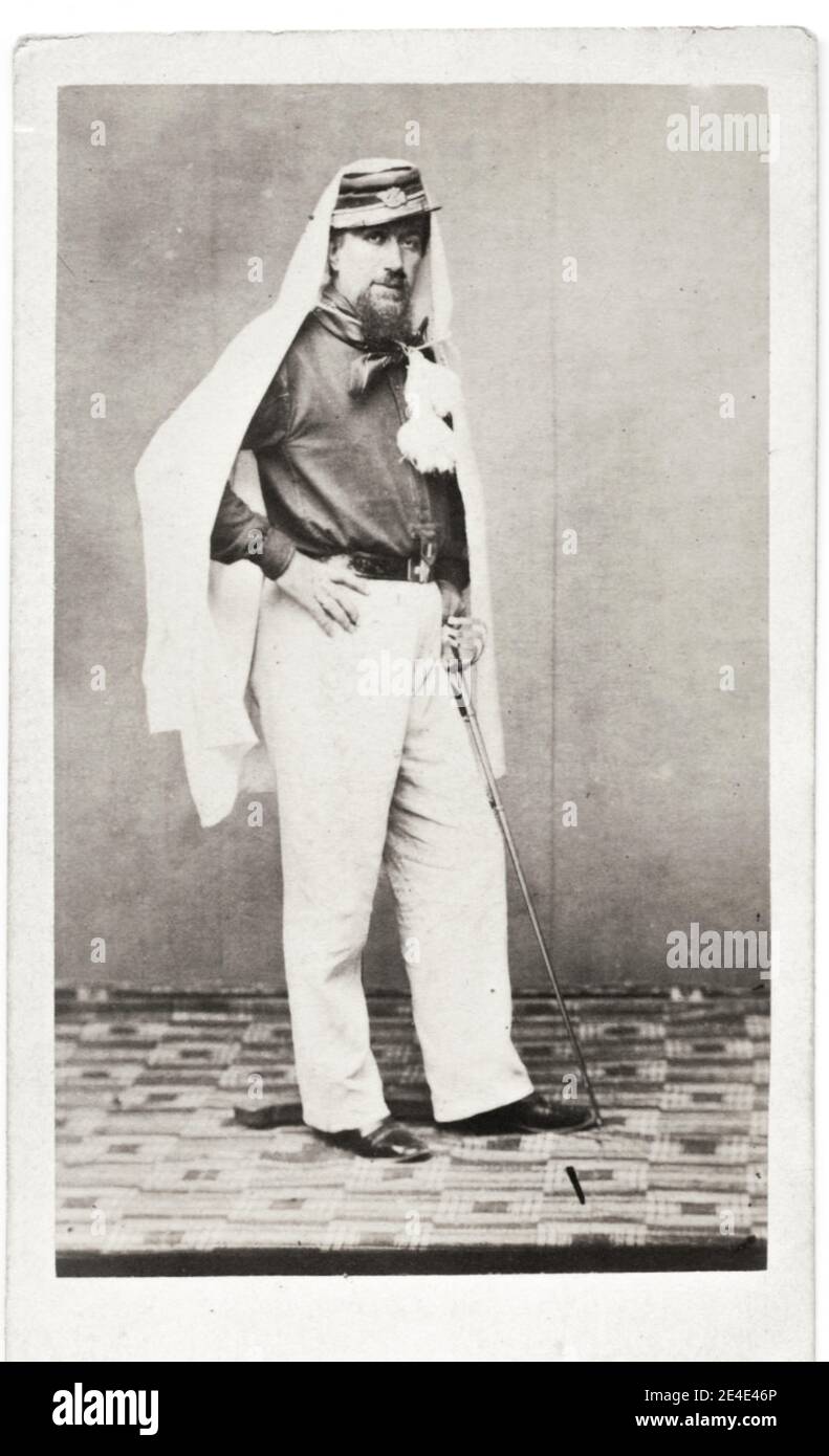 Vintage 19. Jahrhundert Foto: Giuseppe Maria Garibaldi war ein italienischer General, Patriot und Republikaner. Er trug zur Vereinigung Italiens und zur Gründung des Königreichs Italien bei. Stockfoto