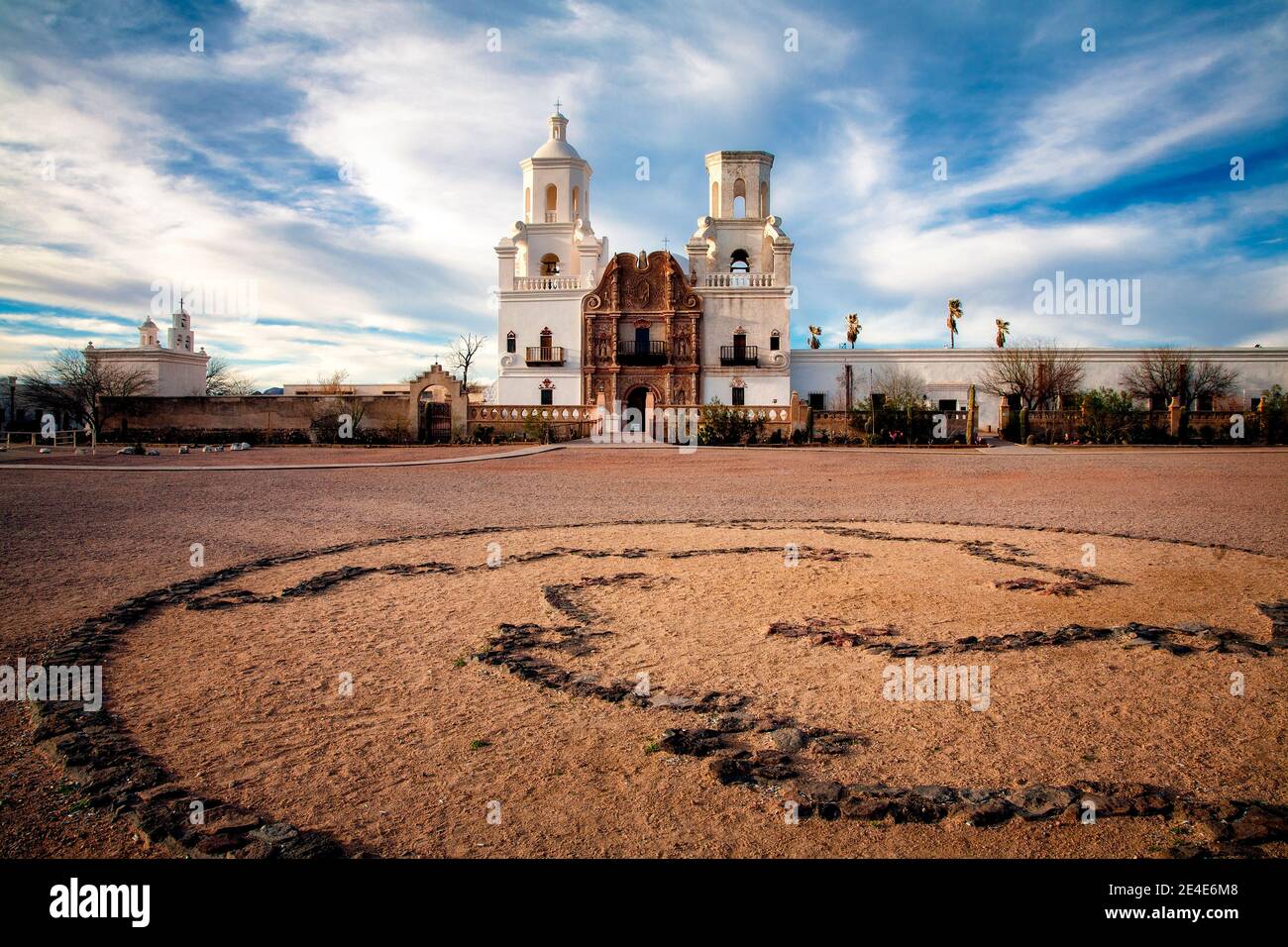 Die San Xavier del Bac Mission in der Nähe von Tucson, Arizona. Stockfoto