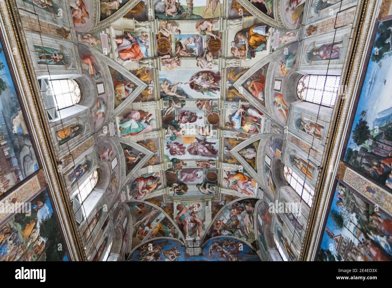 Sixtinische Kapelle, gemalt von Michelangelo der Tag des Gerichts in Vatikanstadt Sate Stockfoto