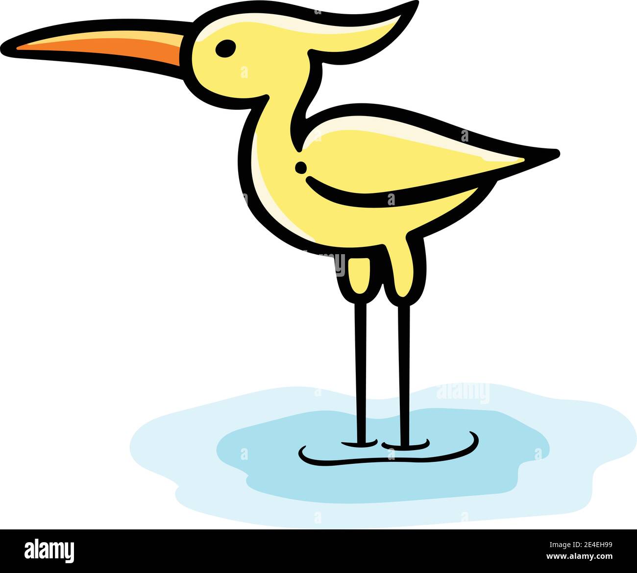 Reiher oder Reiher stehen im Wasser in See oder Lagune, Vektor-Cartoon Cliparts Stock Vektor