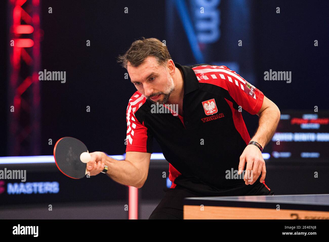 COVENTRY, GROSSBRITANNIEN. 23. Jan, 2021. Während des World Ping Pong Masters 2021 in der Ricoh Arena am Samstag, 23. Januar 2021 in COVENTRY, ENGLAND. Kredit: Taka G Wu/Alamy Live Nachrichten Stockfoto