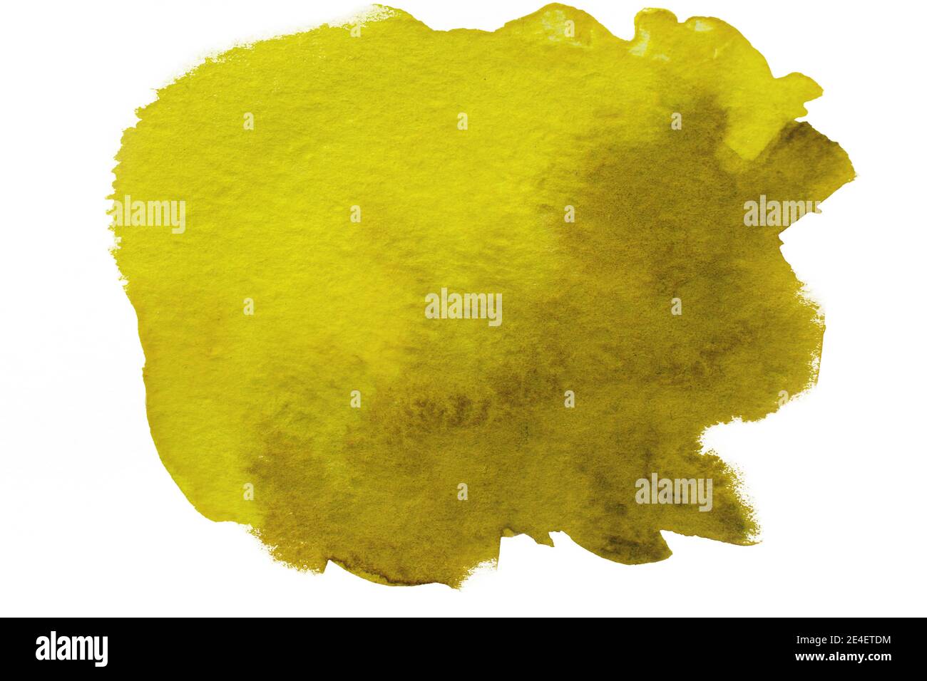 Bunte gelbe Aquarellfarbe Flecken auf weißem Hintergrund Stockfoto