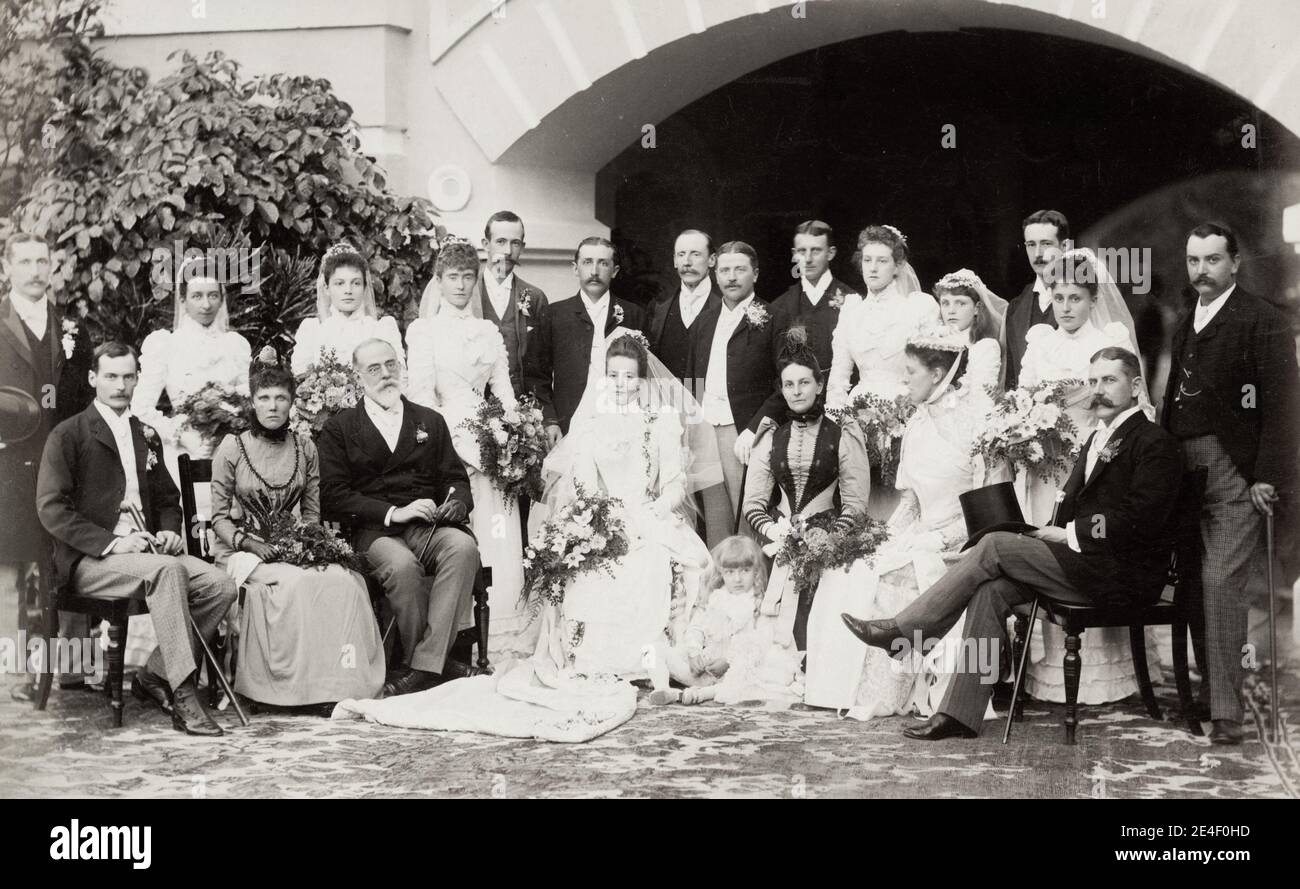 Vintage 19. Jahrhundert Foto: Britische raj Ära Hochzeit in Kalkutta Indien Stockfoto