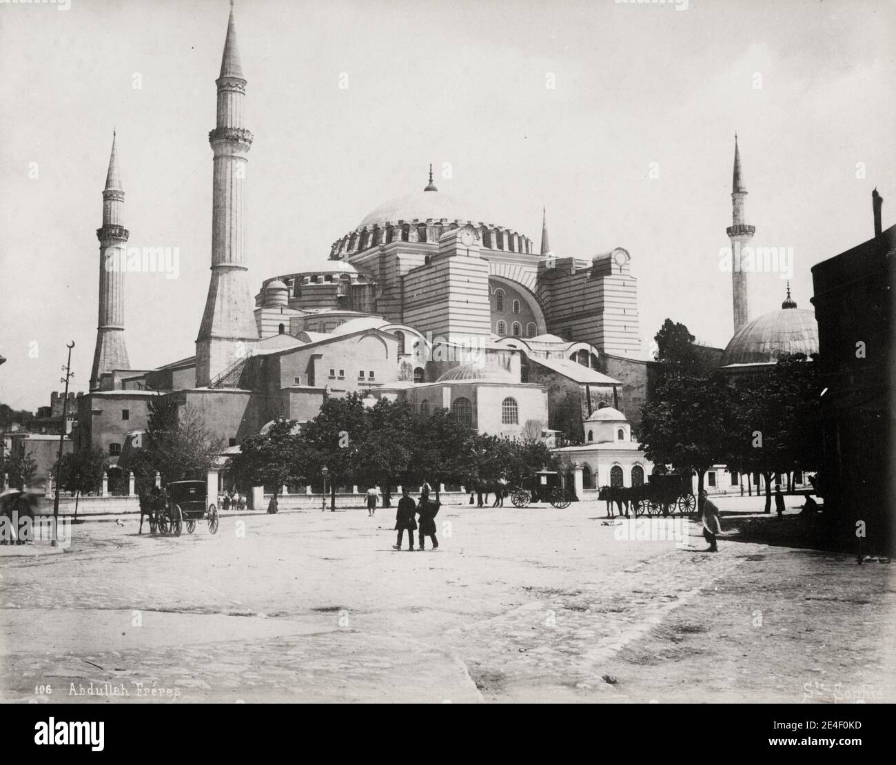 Vintage 19. Jahrhundert Foto: Hagia Sophia, Konstantinopel, Istanbul Türkei, offiziell die Hagia Sophia Heilige große Moschee, früher die Kirche der Hagia Sophia, und auch ein Museum. Stockfoto