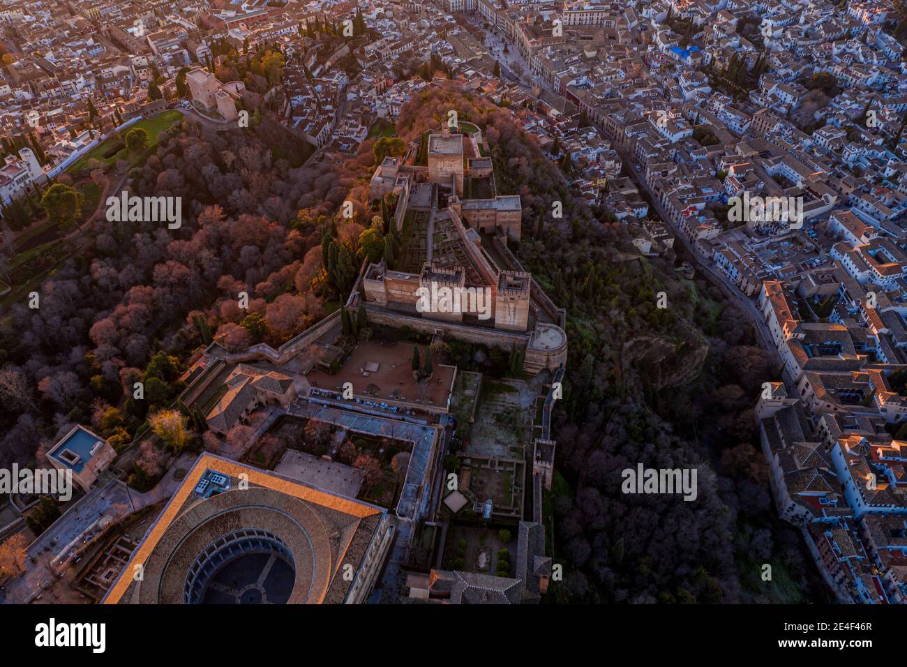 Granada Spanien Dezember 2020 Luftaufnahme des Alhambra Palastes In sabikah Hügel Travel Europe Stockfoto