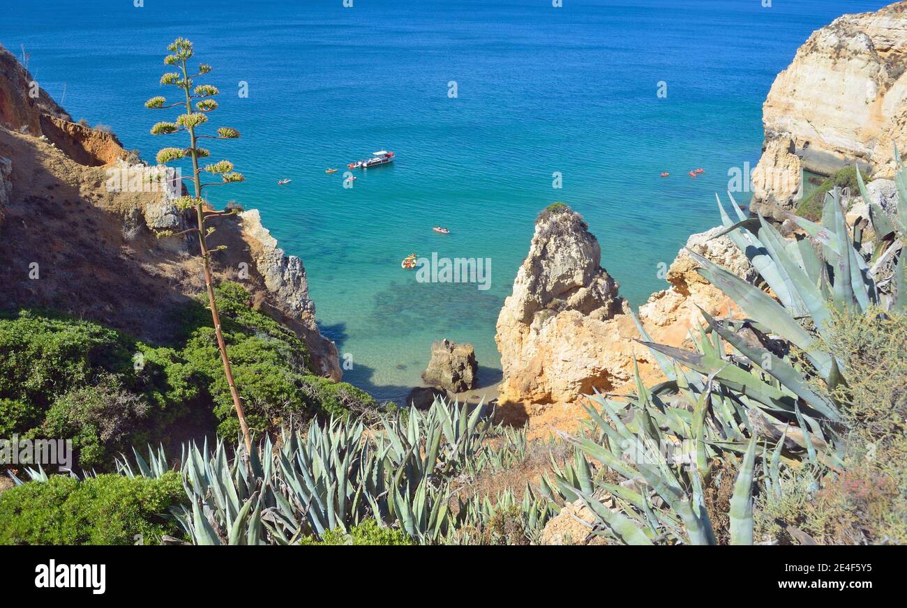 Sea Cliffs in Lagos Westalgarve Portugal. Stockfoto