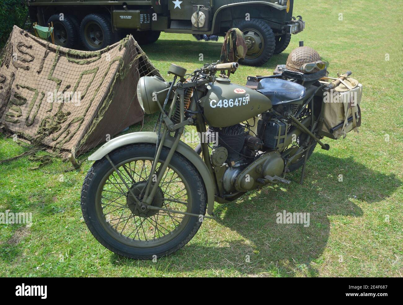 BSA Militär Motorrad auf der Ausstellung in St. Neots Stockfoto