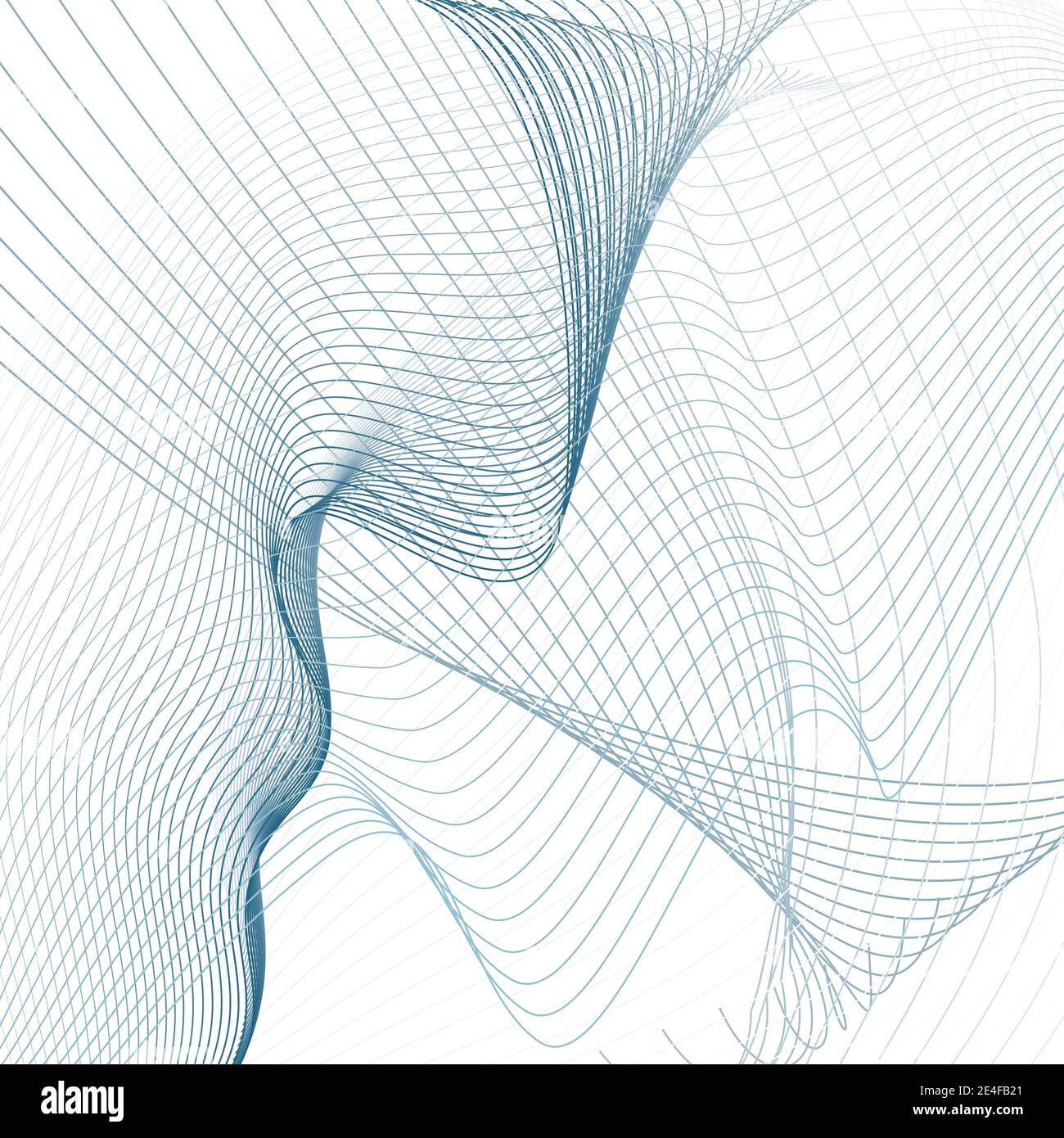 Blaues Netz, weißer Hintergrund. Abstrakte Kurven. Line Art modernes Sci-Tech-Design, Technologie Raster Muster. Gewellte Linien. Datenkonzept. Vektor EPS10 Stock Vektor