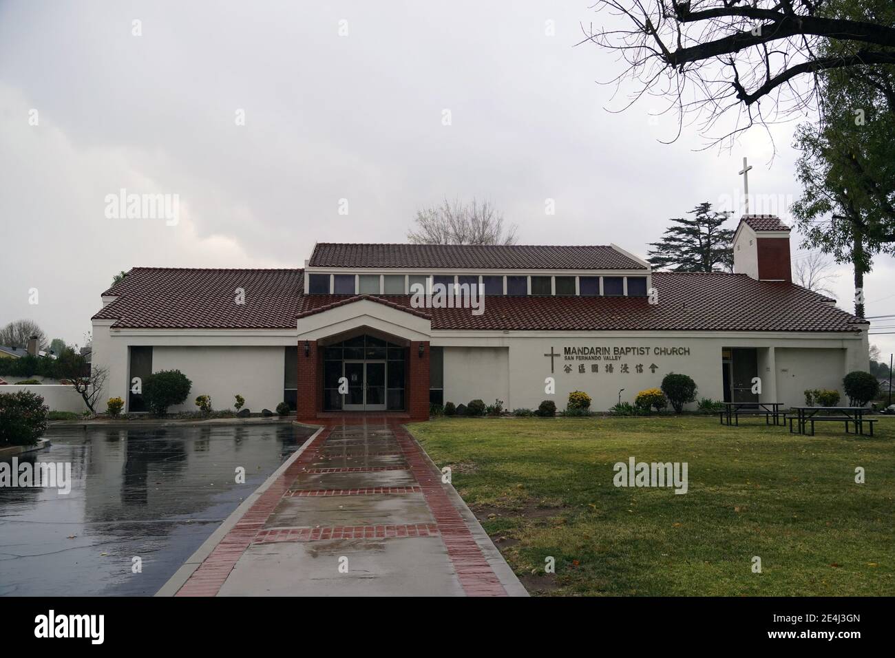 Eine allgemeine Ansicht der Mandarin Baptist Church of San Fernando Valley, Samstag, 23. Januar 2021, in Northridge, Kalifornien. Stockfoto