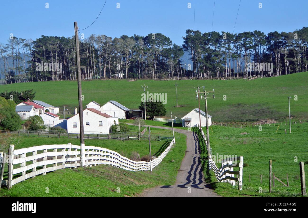 Landschaftsansicht der Ranch Farm entlang der pazifikküste Autobahn 1 in mendocino County nordkalifornien usa Stockfoto