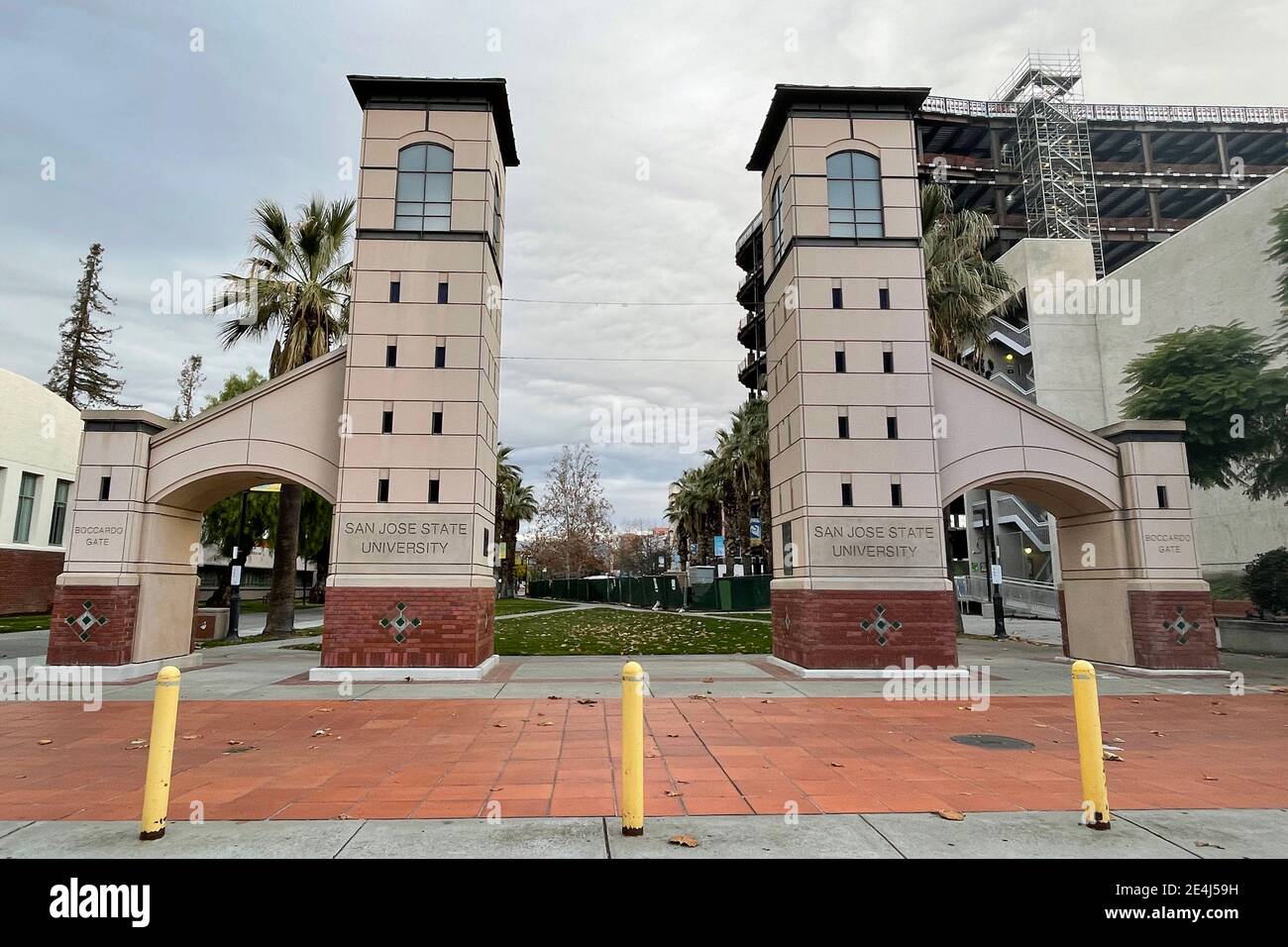 Der Eingang zur San Jose State University, Freitag, 25. Dezember 2020, in San Jose, Kalifornien. Stockfoto