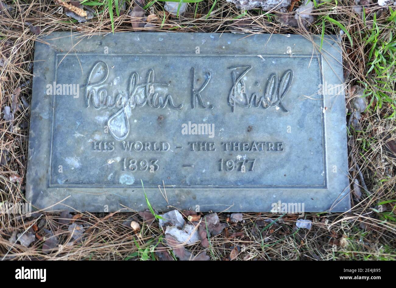 Los Angeles, Kalifornien, USA 21. Januar 2021 EIN allgemeiner Blick auf die Atmosphäre des Grabes des Drehbuchautors Leighton Brill im Forest Lawn Memorial Park Hollywood Hills am 21. Januar 2021 in Los Angeles, Kalifornien, USA. Foto von Barry King/Alamy Stockfoto Stockfoto