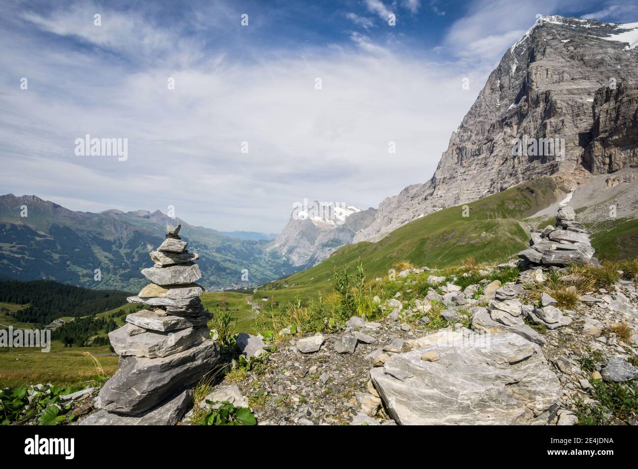 Blick auf den Eiger im Berner Oberland Schweiz, Blick Richtung Grindelwald Stockfoto