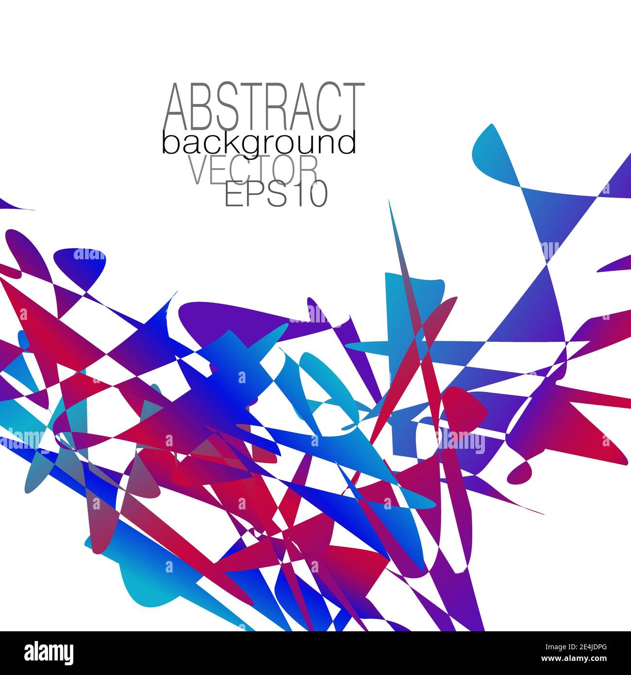 Chaotisch blau, rot, lila Splitter, Fragmente. Abstraktes Vektor Mosaik Muster. Mehrfarbiges Design. Geometrischer Hintergrund, weißer Kopierbereich. EPS10 Stock Vektor