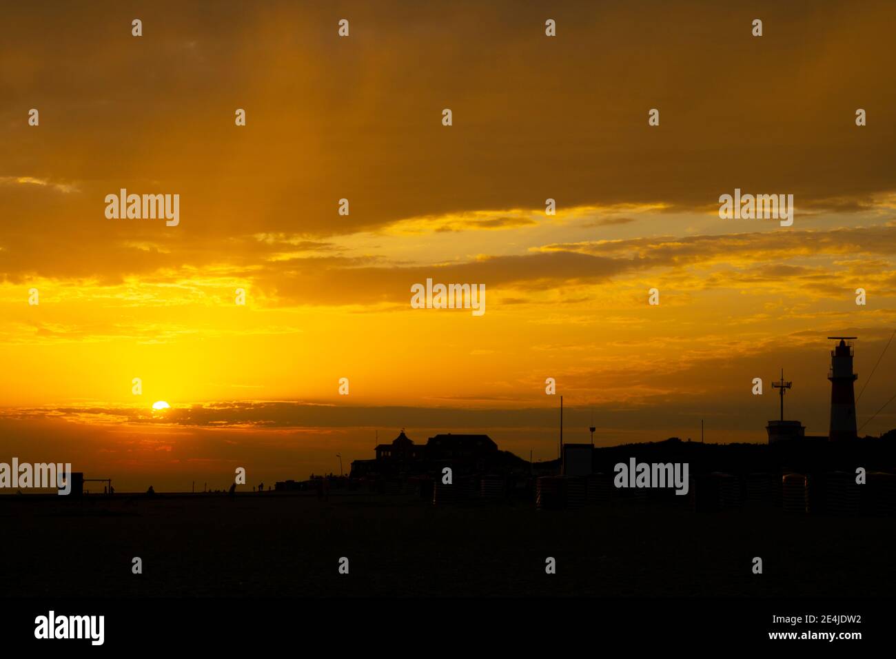 Sonnenuntergang an der Südküste von Borkum, Ostfriesische Insel, ostfriesland, Niedersachsen, Deutschland, Europa Stockfoto